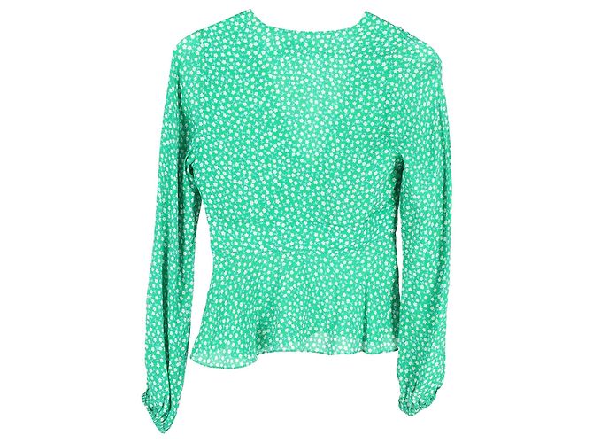 Autre Marque Top microfloral retro Rixo Kikki en viscosa verde - vista 2