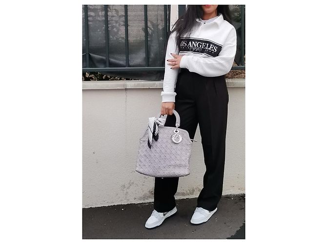 Borsa a mano Christian Dior Granville in pelle grigia - vista 11