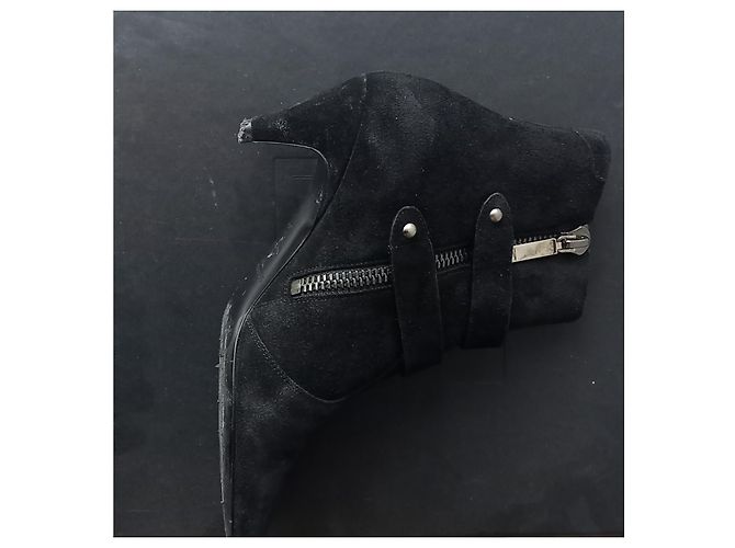 Stivaletti Saint Laurent Charlotte 55 Camoscio Nero - vista 2