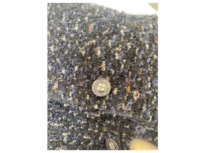 Veste Chanel en laine bleu marine gris et marron Gris anthracite Marron foncé - vue 3