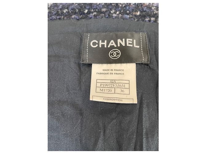 Veste Chanel en laine bleu marine gris et marron Gris anthracite Marron foncé - vue 4