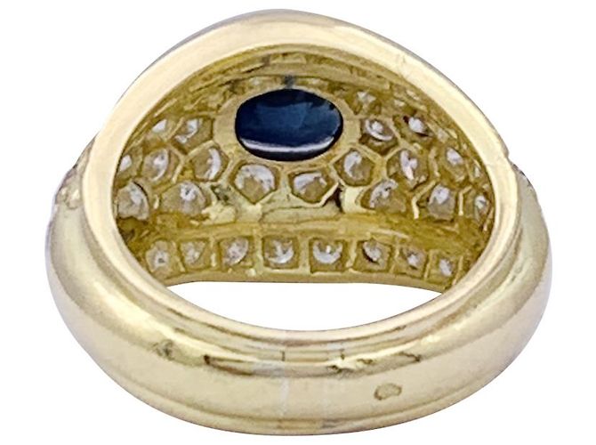 inconnue Anello in oro giallo, diamanti e zaffiro. - vista 2