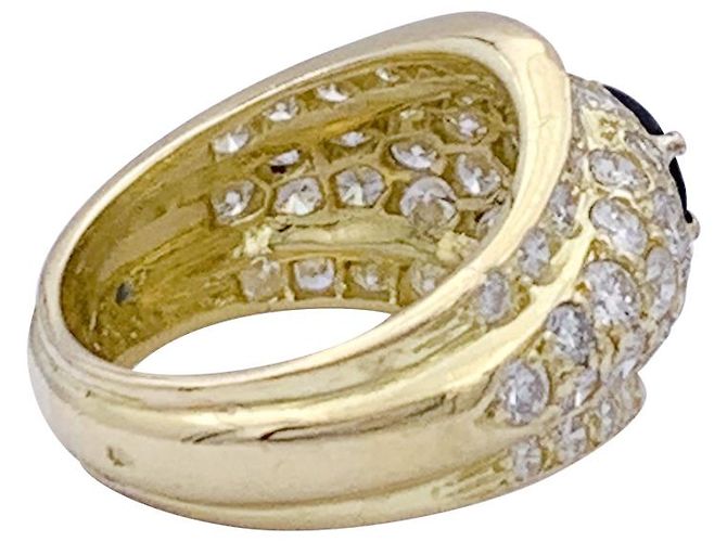 inconnue Anello in oro giallo, diamanti e zaffiro. - vista 4