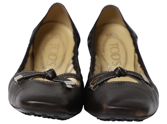 Bailarinas Tod's Bow Scrunch de piel negra - vista 2