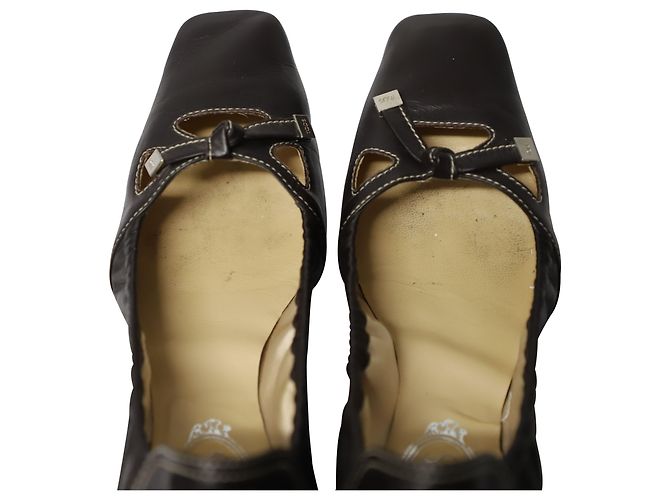 Bailarinas Tod's Bow Scrunch de piel negra - vista 8