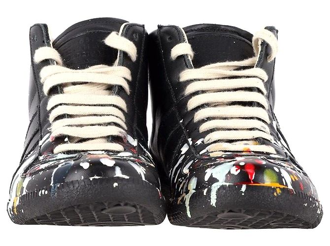 Maison Martin Margiela Maison Margiela Replica Baskets Montantes en Cuir Noir - vue 3