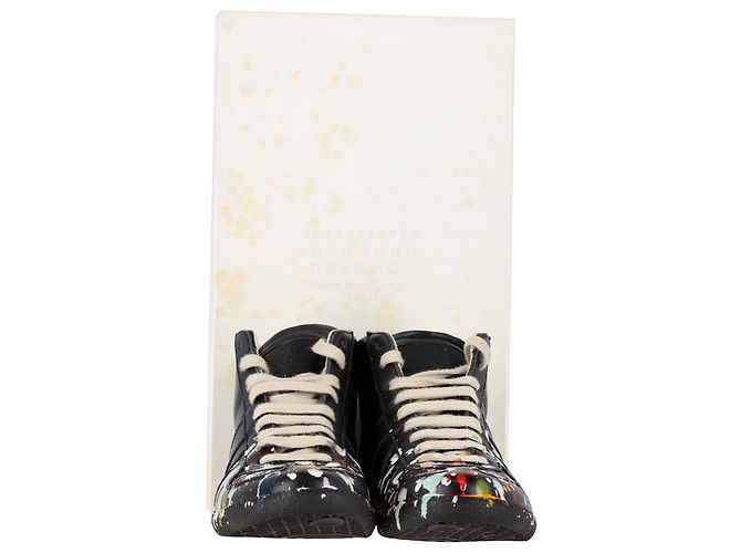 Maison Martin Margiela Maison Margiela Replica Baskets Montantes en Cuir Noir - vue 9