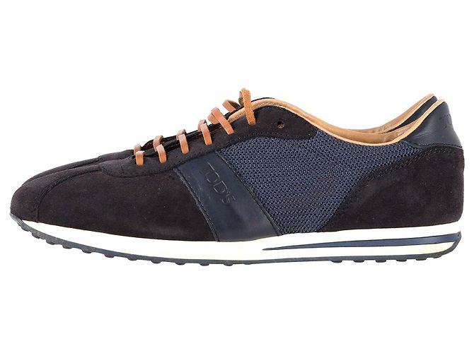Sneakers basse stringate di Tod's in pelle scamosciata blu navy - vista 4