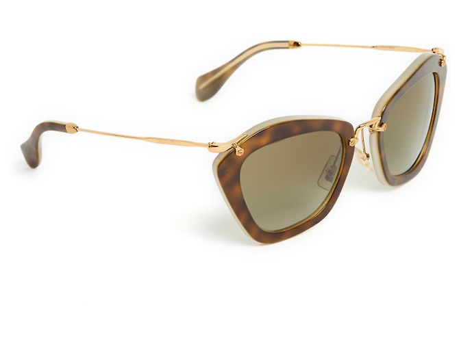 Occhiali Miu Miu Catseye in Acetato Tartaruga e Oro Gold hardware - vista 2