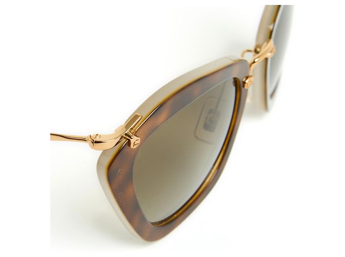 Occhiali Miu Miu Catseye in Acetato Tartaruga e Oro Gold hardware - vista 3