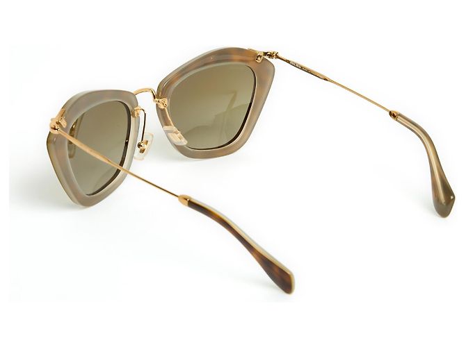Occhiali Miu Miu Catseye in Acetato Tartaruga e Oro Gold hardware - vista 5