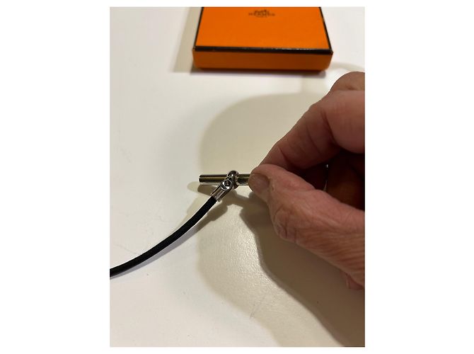 Autre Marque Collana Hermès in pelle e argento nero - vista 2