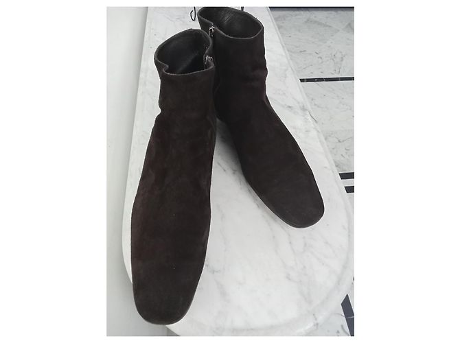 Prada Men's Deerskin Boots Dark Brown Size 44 - view 6