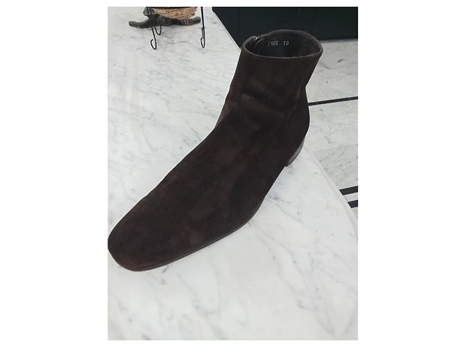 Prada Men's Deerskin Boots Dark Brown Size 44 - view 8