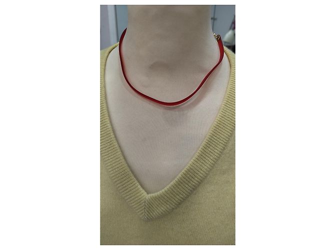 Collana Lalique in placcato oro e silicone rosso dorato D'oro - vista 2