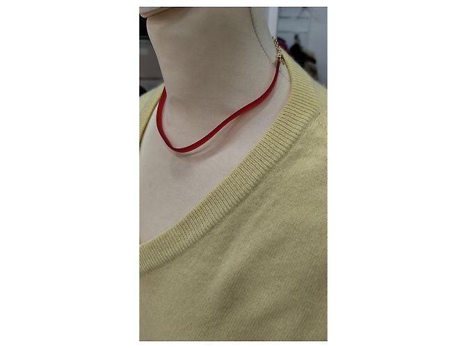 Collana Lalique in placcato oro e silicone rosso dorato D'oro - vista 5