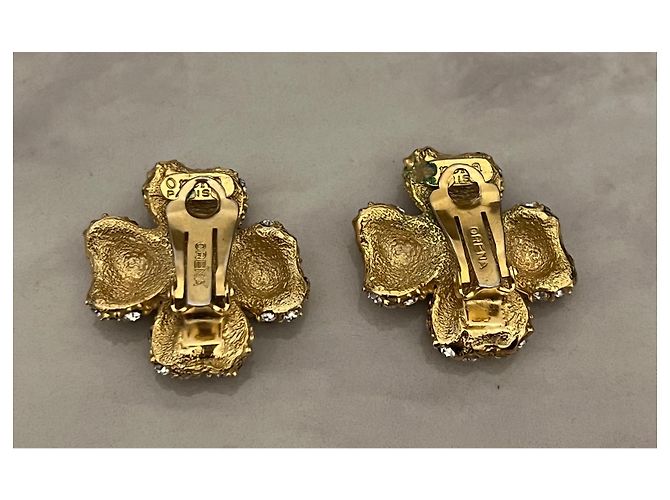 Autre Marque Orecchini a clip Orena in metallo dorato e cristalli D'oro - vista 2