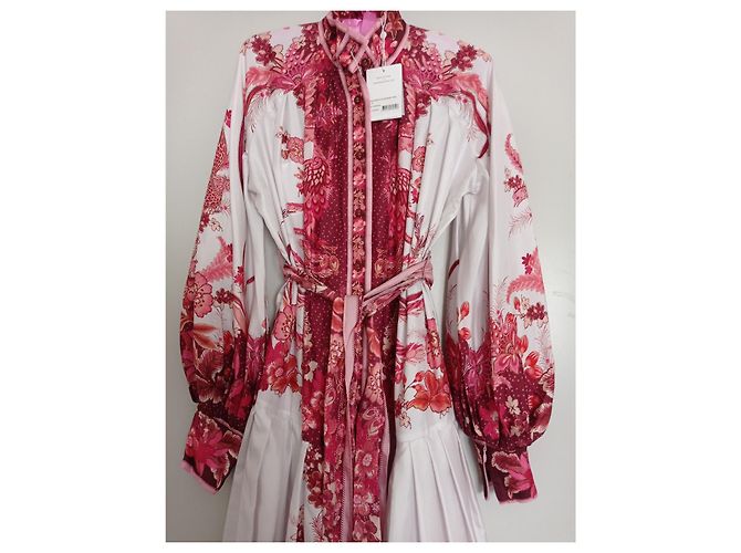 Zimmermann Wavelength Placement Midikleid Phoenix Seide Weiß Mehrfarben - Ansicht 2