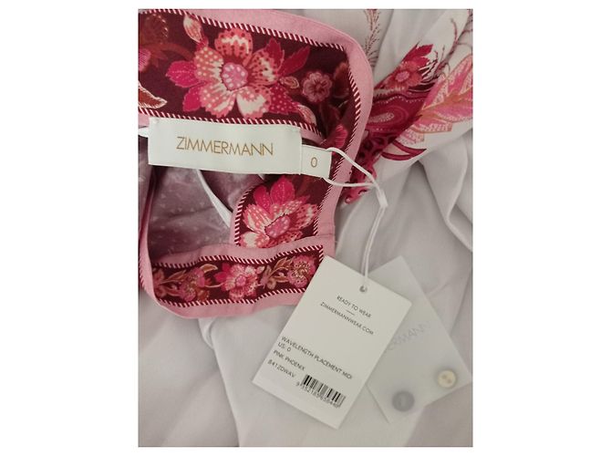 Zimmermann Wavelength Placement Midikleid Phoenix Seide Weiß Mehrfarben - Ansicht 8