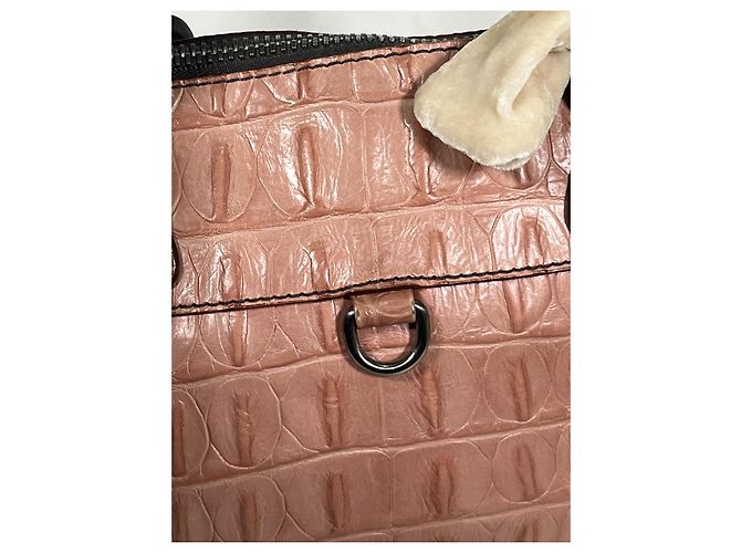 Bolsa Miu Miu em couro de crocodilo com relevo e fecho de correr Rosa - vista 4