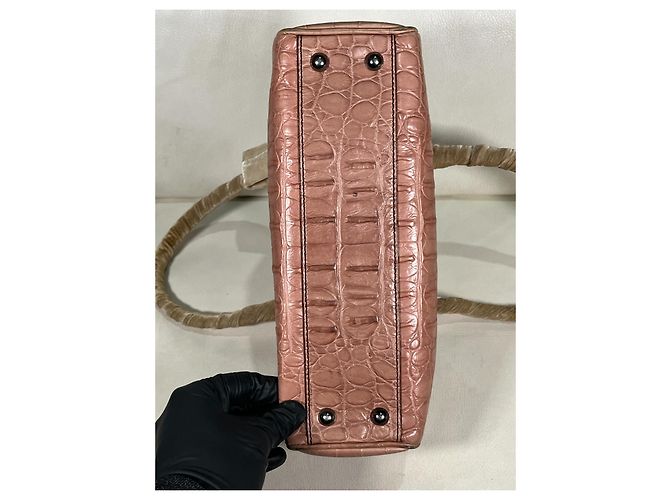 Bolsa Miu Miu em couro de crocodilo com relevo e fecho de correr Rosa - vista 6