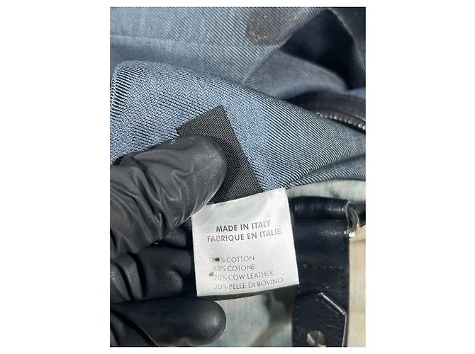 borsa Diesel in denim effetto macchiato e pelle Beige Blu chiaro - vista 11