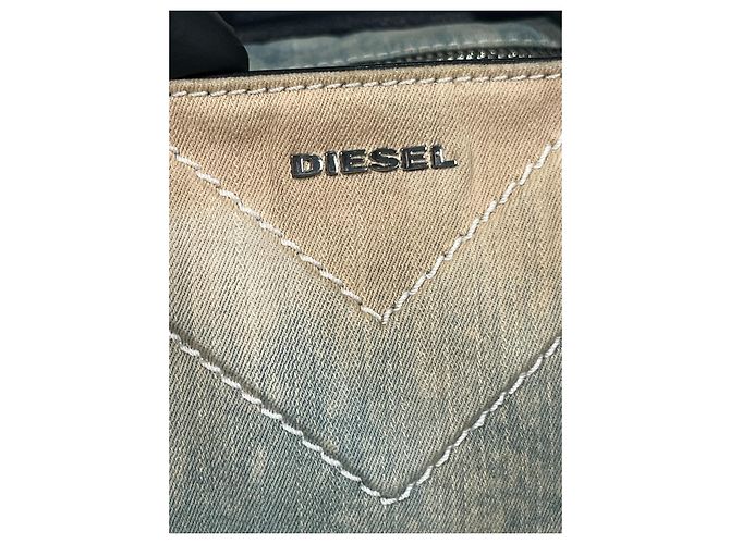 borsa Diesel in denim effetto macchiato e pelle Beige Blu chiaro - vista 3