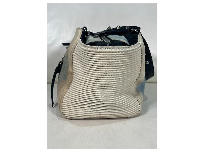 borsa Diesel in denim effetto macchiato e pelle Beige Blu chiaro - vista 4