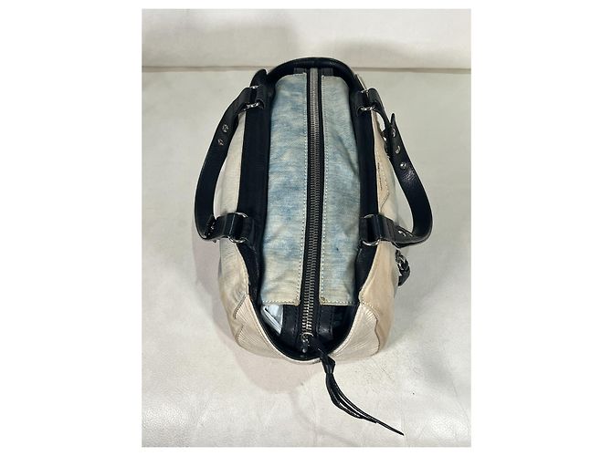 borsa Diesel in denim effetto macchiato e pelle Beige Blu chiaro - vista 6