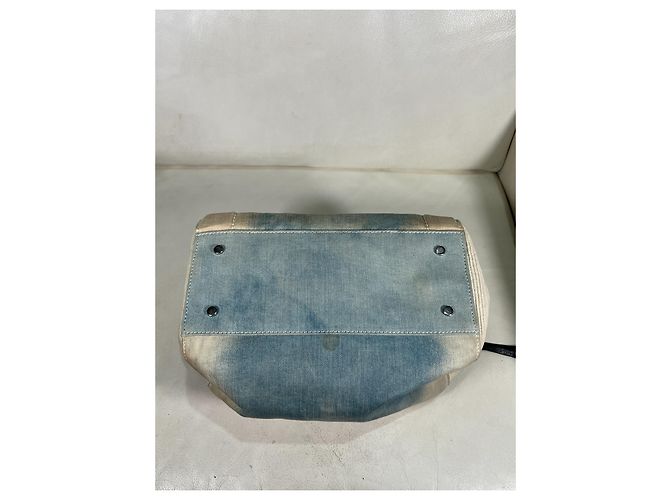 borsa Diesel in denim effetto macchiato e pelle Beige Blu chiaro - vista 8