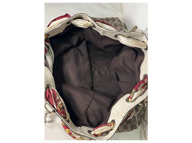 Gucci G/Borsa tote con sciarpa G Positano Beige - vista 12