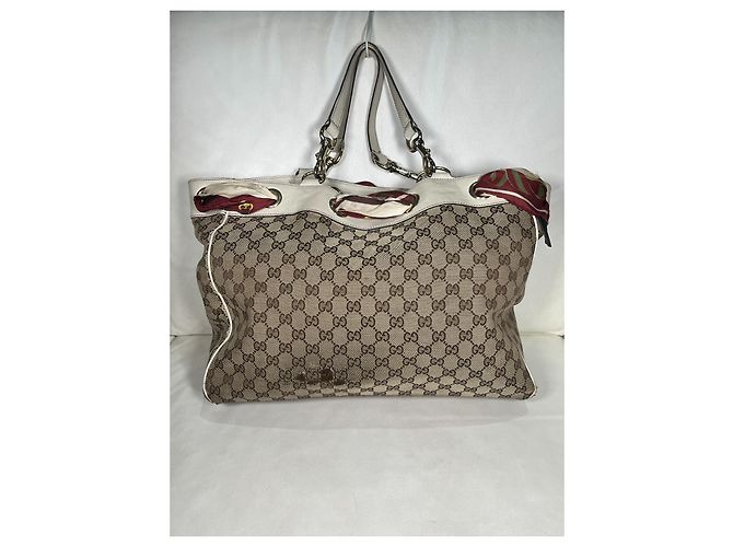 Gucci G/Borsa tote con sciarpa G Positano Beige - vista 7