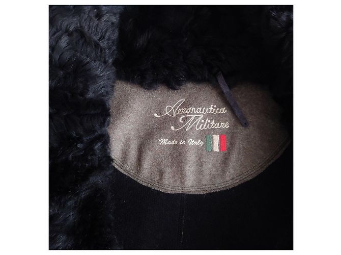 Autre Marque Giacca in montone e lana nera Nero - vista 7