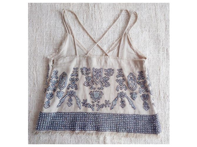 Twin Set Top de lino bordado Gris - vista 2