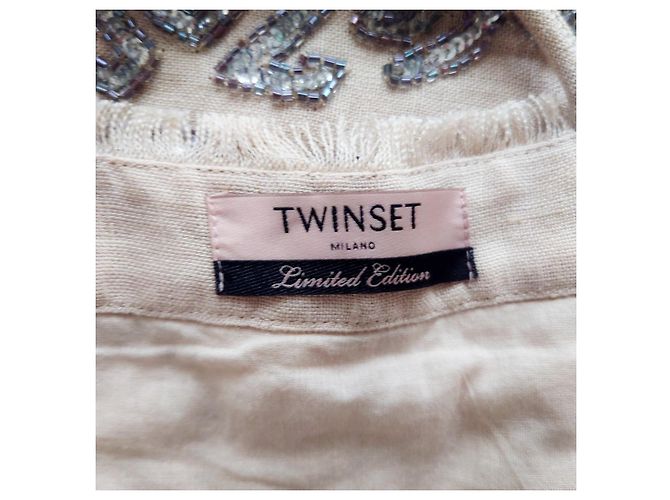 Twin Set Top de lino bordado Gris - vista 7