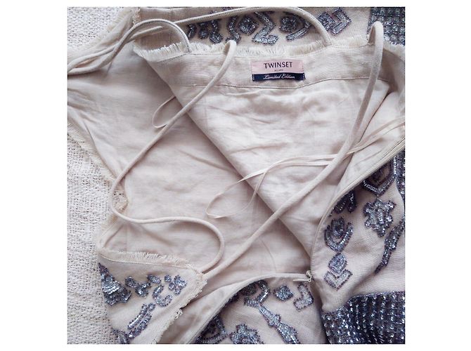 Twin Set Top de lino bordado Gris - vista 8