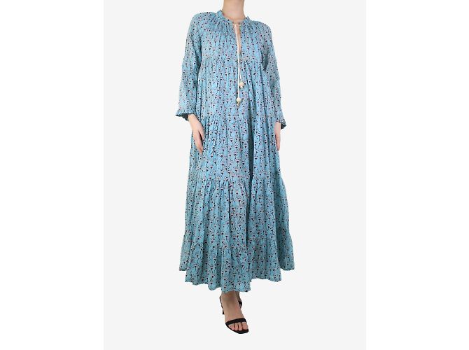 Yvonne S Hellblaues Kleid mit Blumenmuster – Größe S - Ansicht 3