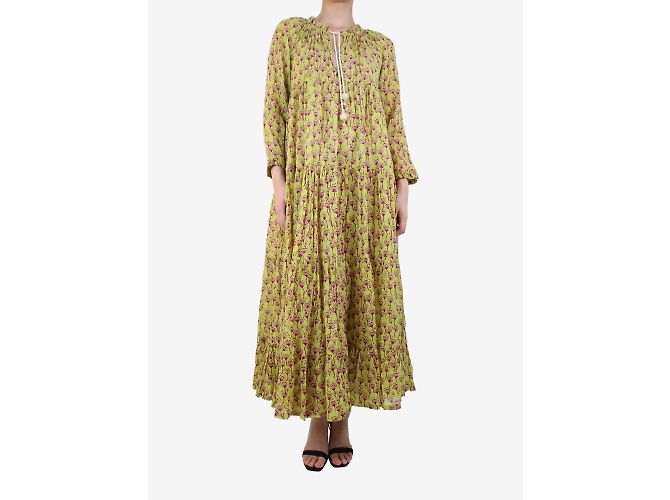 Yvonne S Kleid mit Blumenmuster in Gelb und Rosa – Größe S - Ansicht 3