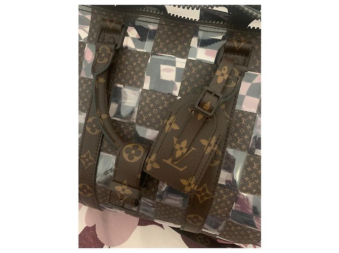 Abbesses Louis Vuitton Keepall 50 Virgil Abloh Marrone - vista 3