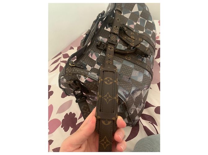 Abbesses Louis Vuitton Keepall 50 Virgil Abloh Marrone - vista 4