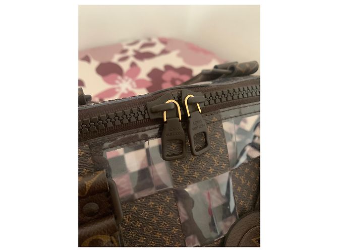Abbesses Louis Vuitton Keepall 50 Virgil Abloh Marrone - vista 5