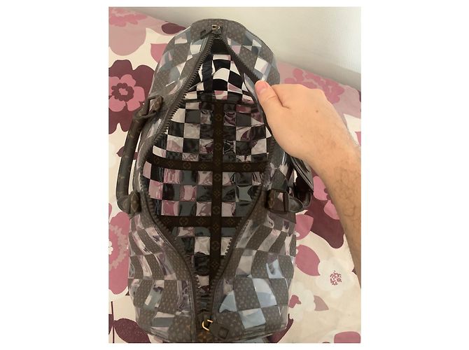 Abbesses Louis Vuitton Keepall 50 Virgil Abloh Marrone - vista 6