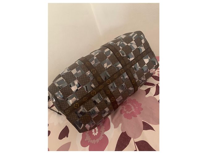 Abbesses Louis Vuitton Keepall 50 Virgil Abloh Marrone - vista 8