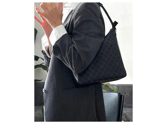 Borsa Hobo Gucci Nera e Grigia in Pelle Nero Grigio antracite - vista 2