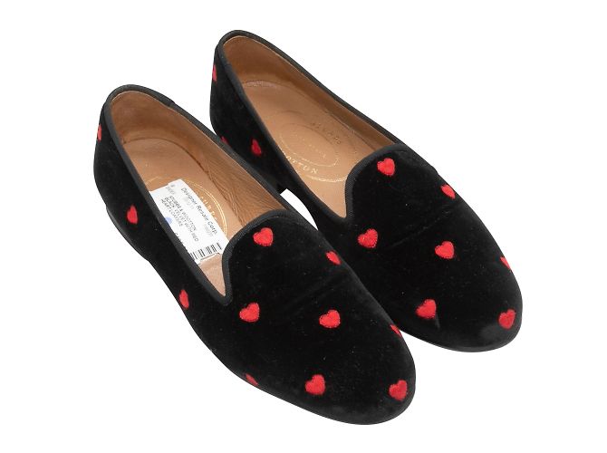 Stubbs & Wootton Mocassini Stubbs e Wootton Heart neri e rossi 37.5 Nero - vista 2