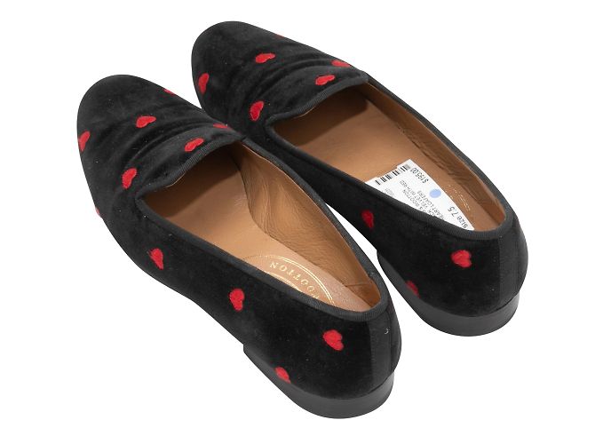 Stubbs & Wootton Mocassini Stubbs e Wootton Heart neri e rossi 37.5 Nero - vista 3