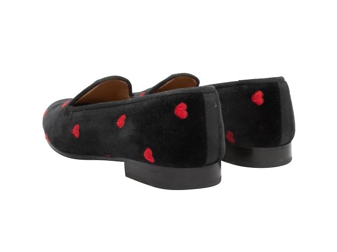 Stubbs & Wootton Mocassini Stubbs e Wootton Heart neri e rossi 37.5 Nero - vista 4