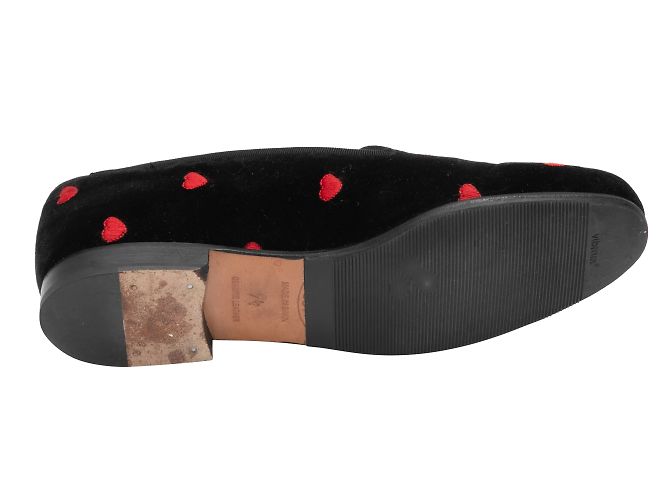 Stubbs & Wootton Mocassini Stubbs e Wootton Heart neri e rossi 37.5 Nero - vista 5