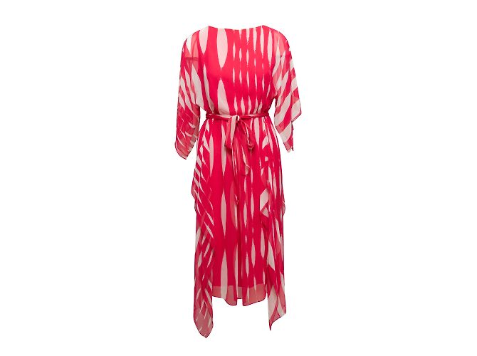 Vestido Midi Estampado Hanae Mori Rojo Y Blanco Talla M Roja - vista 2