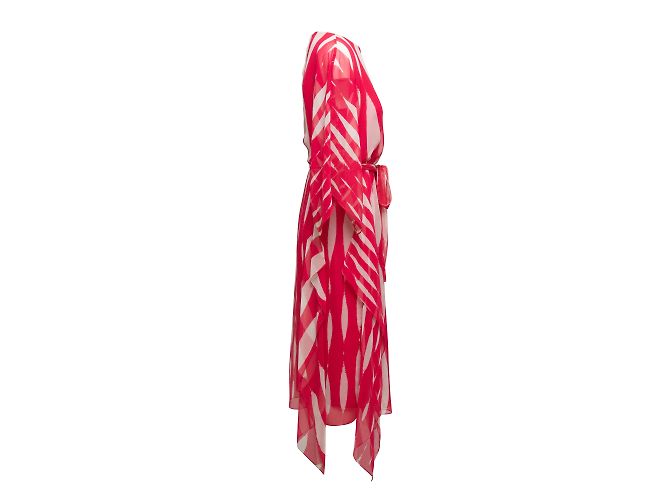 Vestido Midi Estampado Hanae Mori Rojo Y Blanco Talla M Roja - vista 3
